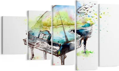 Produktbild von Bild auf Leinwand - Leinwandbild - Klavier Natur Musik Eleganz - 100x60cm - Wand Bild - Wanddeko - Leinwanddruck - Bilder - Kunstdruck - Wanddekoration - Leinwand bilder - Wandkunst - EG100x60-3034