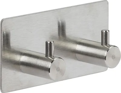 Obrázek produktu pro Samolepicí háček STIKY + 2 háčky, nerezová ocel, 9 x 2,8 x 4,5 cm, stříbrný