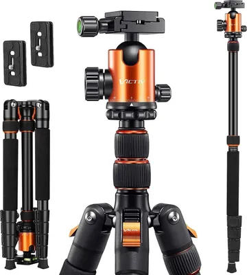 Produktbild von Professionelles 205cm Kamera-Stativ Aluminiumlegierung DSLR Reisestativ 360° Kugelkopf 10 kg Traglast Orange