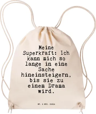 Produktbild von Mr. & Mrs. Panda Drawstring Bag Meine Superkraft: Ich kann... - Transparent - Geschenk, lustiger Spruch, Frau, Jutebeutel, Sprüche, Säckchen, Turnbeutel, Beutel, Freund