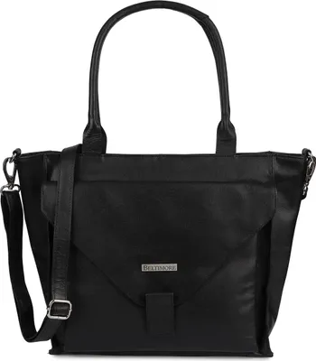 Immagine prodotto di Borsa Beltimore da donna nera in vera pelle grande A4 con tracolla