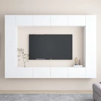 Obrázok produktu pre vidaXL 8 ks TV skrinka biela materiál na báze dreva - TV skrinka - TV skrinky - HiFi skrinka - HiFi skrinky