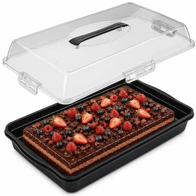 Produktbild von Kuchen Transportbox Blechkuchen Container Box Behälter Kuchenform Deckel Griff