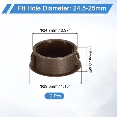 Produktbild von 12 Stš¹ck 25mm (1") Abdeckkappen fš¹r Bohrl?cher, Nylon Blindstopfen Abdeckstopfen Braun, runde Schnappverschluss Bohrungen fš¹r Bohrl?cher fš¹r Schr?nke Maschinen M?bel