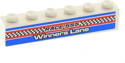Produktbild von 1x Lego Stein weiss 1x6 Sticker "RACE 555" "WINNERS LANE" 8125 3009pb159