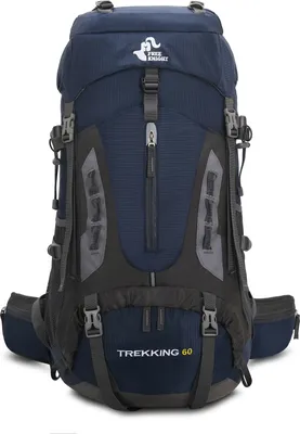 Produktbild von 60L Wasserdichter leichter Wanderrucksack mit Regenschutz, Outdoor Sport Tagesrucksack Reisetasche für Klettern Camping Reisen,Marineblau
