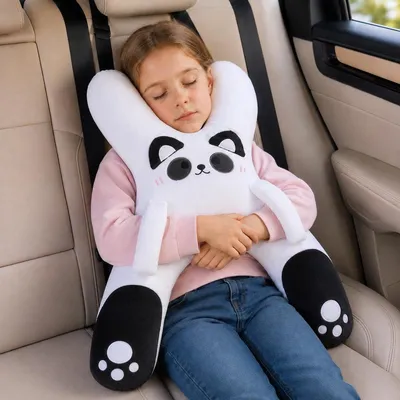 Produktbild von Reisekissen für Kinder – H-förmiges Nackenkissen – Autokissen mit Kopfstütze – Reisekissen für Auto, Flugzeug, Zug & Boot – Panda – Schwarz-Weiß