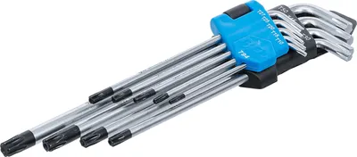 Produktbild von BGS 794 T-Profil-Winkelschlüssel-Set, mit Bohrung auf langer Seite, T10-50, extra lang, 9-tlg.
