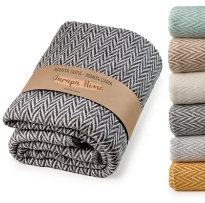 Image de Couverture, plaid, couverture chaude pour lit ou canapé, 100% coton, respirante et douce (gris foncé, 130 x 180 cm)