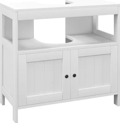 Obrázek produktu pro Toaletní skříňka - Koupelnová skříňka - 2 dvířka - 60x30x60 cm - MDF - Nutná montáž - Bílá