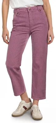 Productafbeelding van Street One high-waist, rechte jeans met strepen, roze, gewassen, maat 29