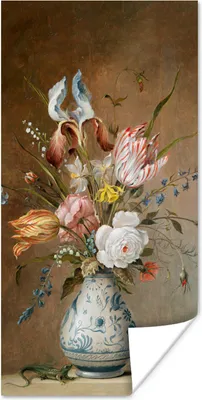 Produktbild von MuchoWow® Poster Stilleben mit Blumen - Balthasar van der Ast - Alte Meister 60x120 cm - Wandschmuck