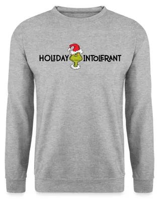 Produktbild von Spreadshirt Der Grinch Statement Holiday Intolerant Uni Pullover, S, Weißgrau meliert