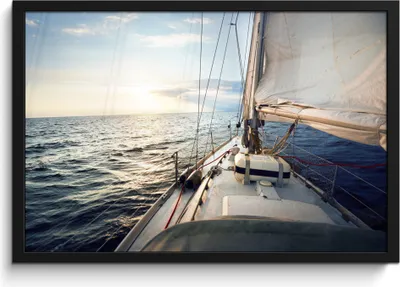 Produktbild von MuchoWow® MuchoWow® Gerahmtes Poster Meer - Segelboot - Sonne 60x40 cm - Poster mit zchwarzem Bilderrahmen - Printing - Wanddeko Schlafzimmer