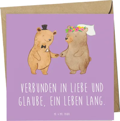 Produktbild von Mr. & Mrs. Panda Grußkarte Kirchliche Trauung Liebe Glaube - Lavendeltraum - Geschenk, Hingabe, Hochzeit, doppelkarte, und, Heirat, Geschenke, Hochzeitssegen, faltkarte