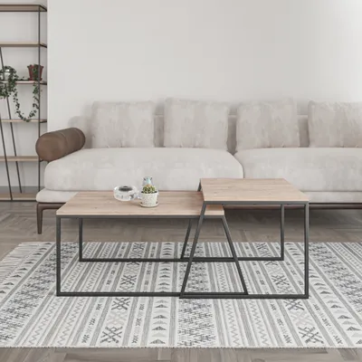 Produktbild von Decortie Couchtisch Pal (2er-Set), moderner Couchtisch, Eiche 88 x 50 x 38 cm