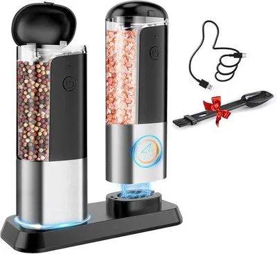 Imagen del producto de Molino eléctrico de sal y pimienta: Molino automático de sal y pimienta con un depósito de gran capacidad
