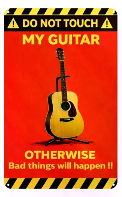 Produktbild von Blechschild 20x30cm Do Not Touch My Guitar Warnschild Metallschild Gitarrist Musiker Deko Musikzimmer Geschenk AstraDesign