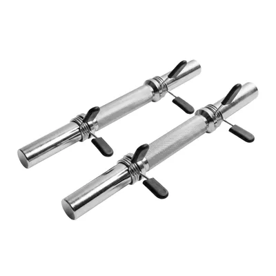 Produktbild von GORILLA SPORTS® Kurzhantelstange - 2er Set, Ø 30mm Durchmesser, 35cm lang, bis 100kg Belastbar, mit 2 Federverschlüssen, rutschfest, Gerändelt, aus Chrom, Silber - Hantelstangen Kurz