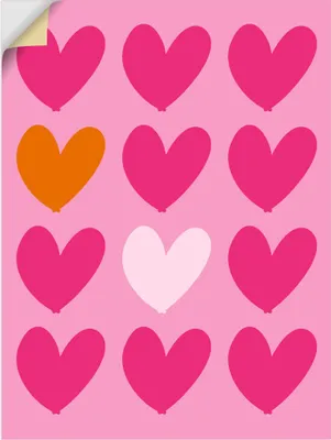 Produktbild von ARTland Wandbild, selbstklebend Herzen auf pink Größe: 30x40 cm