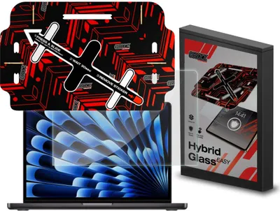 Produktbild von Hybridglas für Apple MacBook Air 13" 2024, Grizz HybridGlass Easy mit App-Rahmen