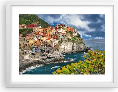 Produktbild von Gerahmtes Poster - Weißer Rahmen - Italien küste felsen landschaft - 40x30 cm - Wand Bild - Wanddeko - Wandbilder - Wandposter - Bilderrahmen - Bilder - Kunstdruck - Wandbild - P2WAA40x30-2710