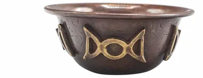 Imagen del producto de Cuenco ritual antiguo de cobre con luna triple 8x4 cm