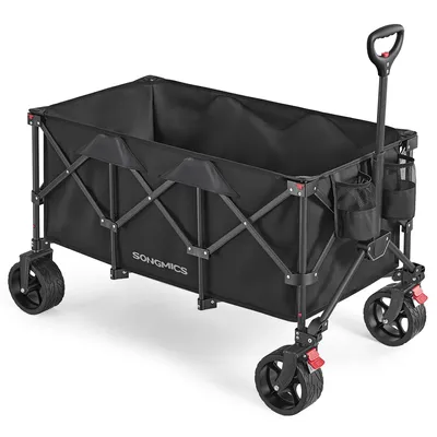 Obrázek produktu pro SONGMICS Skládací vozík s rukojetí, 4 odnímatelná kolečka, 200 l, nosnost až 150 kg, pro venkovní použití, do zahrady, černý