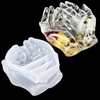 Obrázek produktu pro Silikonová forma 3D, dvě ruce, pro epoxidovou pryskyřici, svícen, podložku na šperky