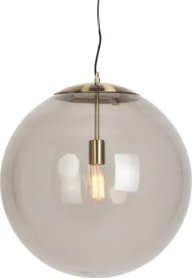 Produktbild von QAZQA - Moderne Hängelampe I Pendellampe I Pendelleuchte Messing mit Rauchglas 50 cm - Ball I Wohnzimmer I Schlafzimmer - Rund - LED geeignet E27