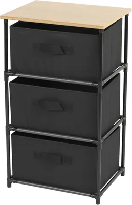 Produktbild von Regal mit Aufbewahrungsboxen schwarz 3 Böden 39x30x68cm