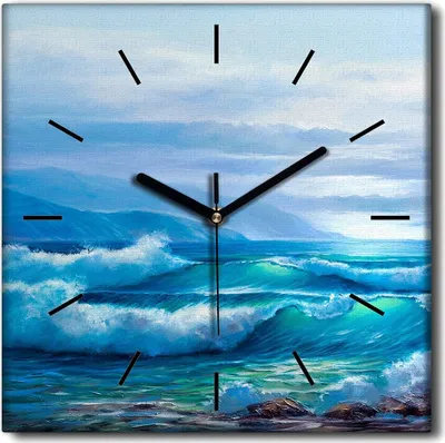 Produktbild von Coloray Uhr auf Leinwand 30x30 cm Wand Uhr Dekoration Wohnzimmer Segeltuch schwarze Hände -Seesonnenuntergang