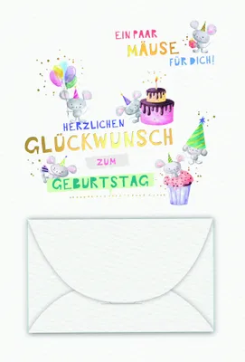 Produktbild von Geburtstag Geldkarte  Karte mit Briefumschlag Mäuse