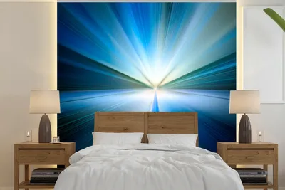 Produktbild von MuchoWow® Fototapete für Wohnzimmer oder Schlafzimmer Wandtapete Vinyl Motivtapete Abstraktes Bild mit blauem Schimmer - 260x260 cm - Papiertapeten