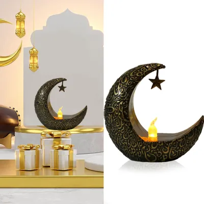 Produktbild von Ramadan Deko Mond Kerzenlicht Eid Mubarak Dekoration Led Teelichter Muslimische Islam Led Kerzen Zimmer Schlafzimmer Tischdeko