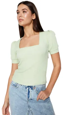 Productafbeelding van Trendyol dames, regular fit, basic trui met vierkante hals, mintgroen, maat M