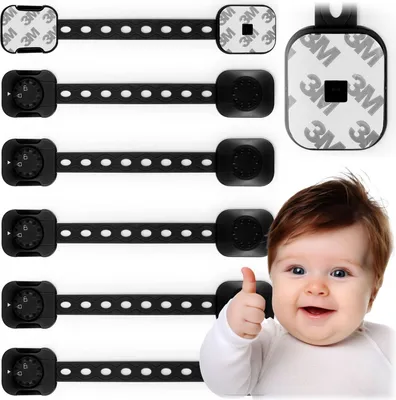 Immagine prodotto di Serratura di sicurezza per armadi Ricokids 798202, pacco da 6, nero