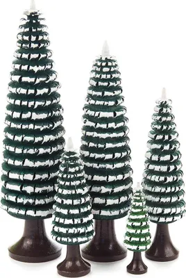 Produktbild von Ringelbäume mit Stamm grün-weiß, 5-teilig (12cm) von Dregeno Seiffen