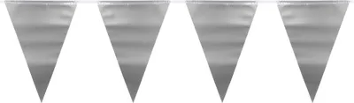 Immagine prodotto di Ghirlanda festosa con gagliardetti decorazione natalizia argento metallizzato 6 m -