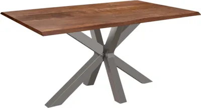 Produktbild von Esstisch Baumkante massiv Akazie nussbaum 140 x 80 silber SPYRO