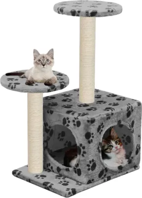 Obrázok produktu pre The Living Store Strom pre mačky so sisalovým škrabadlom 60 cm Grey Paw Print