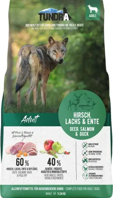 Produktbild von Tundra DOG Trockenfutter Hirsch, Ente, Lachs 11,34kg