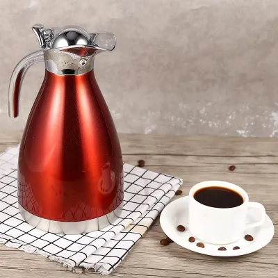 Image de Bouteille d'eau chaude 1.5L en acier inoxydable, double paroi, isolée sous vide, rouge