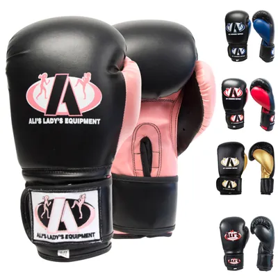 Zdjęcie produktu dla Rękawice bokserskie Ali's Fightgear BT GO czarne/różowe - 8 uncji - do treningu, sparingów i kickboxingu - dla początkujących i profesjonalistów - wysokiej jakości wyściółka i rzep Vers