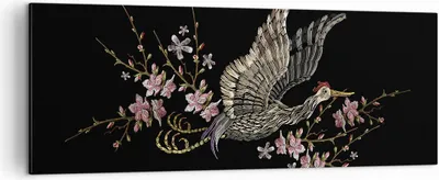 Produktbild von Bild auf Leinwand - Leinwandbild - Einteilig - Asiatisch Vogel Blumen - 140x50cm - Wand Bild - Wanddeko - Wandbilder - Leinwanddruck - Bilder - Wanddekoration - Leinwand bilder - AB140x50-4614