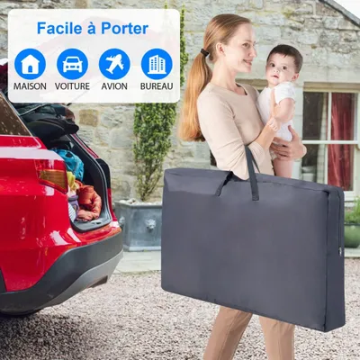 Produktbild von Baby-Beistellbett 3-in-1, Matratze, Reisetasche, Dunkelgrau