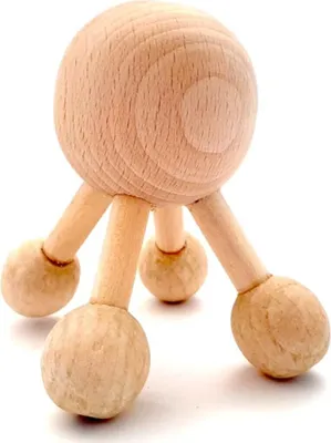 Produktbild von Massagegerät Holz | Massageroller für Rücken, Nacken, Schultern, Arme, Hüften, Beine und Füße (Maderotherapie/Holztherapie Massage) – Europe (Rückenmassagegerät, 4 Legs Spider)