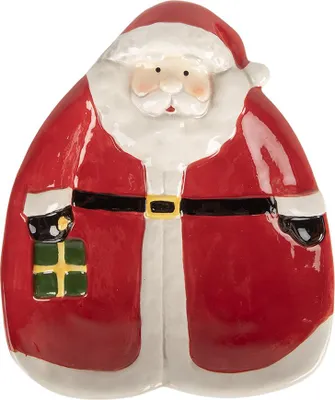 Produktbild von Clayre & Eef Frühstücksteller Weihnachtsmann 20x16x4 cm Rot Keramik