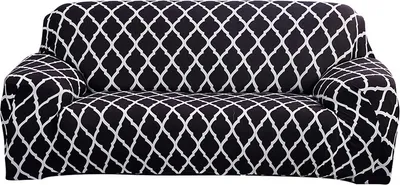 Produktbild von Stretch Sofa Schonbezug Hochelastische Polyester Sofabezüge Stilvoller moderner Möbelschutz (3-Sitzer / Sofa, Schwarz)