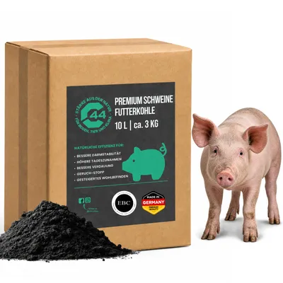 Produktbild von Premium Futterkohle für Schweine - 10L | 0–3 mm Pflanzenkohle zur Toxinbindung, Stallklimaverbesserung & Unterstützung der Darmflora - C44-Zittau